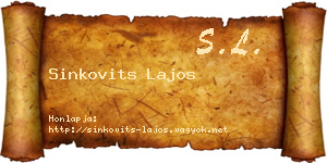 Sinkovits Lajos névjegykártya